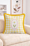 Daisy Flower Motif Plaid Patterned Fringed Throw Pillow Cover - Bohemian Tassel Pillowcase