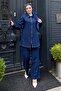 Vera Zippered Denim Suit Dark Blue 19298 - 3
