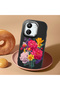 Redmi 13C Compatible Case Camera Protector Black Silicone Couple Phone Case with Floral Pattern - 2