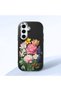 Samsung Galaxy S24 Fe Compatible Case Camera Protector Black Silicone Couple Phone Case with Floral Pattern
