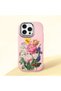 iPhone 15 Pro Max Compatible Case with Camera Protector Pink Silicone Couple Phone Case with Floral Pattern