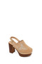 Women's Beige Ankle Buckle Platform High Thick Heeled Suede Leather Sandals 26Sfd153010 - 8