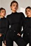 Women's Finger Detailed Bodysuit Set of 3 Black