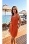 Women's Strappy Square Neck Knitwear Pareo with Waist Tie - 3