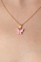 Gold Pink Color Butterfly Figure Women's Necklace - 2