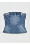 Trendlucky Strapless Neckline Jean Blouse with a Difference - 8