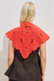 Embroidered Lotus Patterned Scarf Red - 3