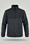 Full Zipper High Collar Garnished Anthracite Softshell Fleece Jacket