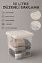 10Lt Lockable Lid Storage Box - Derin Elora Multi-Purpose Organizer Box Beige - 3