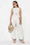 Women's White Gold Accessorized Flounce Blouse with Shalwar Trousers Comfortable Wrinkled Suit Bt-2013 60286438