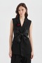 Women's Vest with Detachable Front Straps, Satin Fabric and Rose Detail