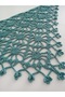 Hand Knitted Triangle Bandana – Mint Green Hair Bandana with Floral Pattern and Lace Look - 3
