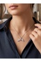 Elegant Wing and Heart Figured Silver Color Steel Women's Necklace
