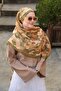Petra Mosaic Pattern Shawl - Oil Green Mink - 4