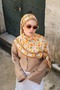 Petra Folk Pattern Shawl - Mink Yellow - 4