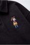 Children's Polo Collar Black School Sweatshirt with Embroidery Detail - 3