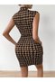 Women's Semi-Turtleneck Sleeveless Print Short Diving Dress - 6