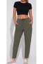 Women's High Waist Carrot Cut Stretchy Textured Pants with Elastic Waist and Lace-Up Casual Comfortable Pants - 6