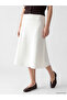 Ecru Elastic Waist A-Line Knit Skirt - 2