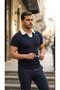 Men's Patterned Short Sleeve Knitwear T-Shirt - 100% Cotton Acrylic - 2