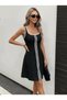 Women's Strappy Round Neck Stripe Patterned Short Kilos Dress - 2