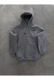 Hooded Three-Thread Combed Cotton Basic Sweatshirt - Dyed Gray - 2
