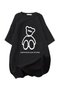 Printed Oversize Crew Neck T-Shirt - Black - 2