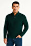 Men's Half-Zip Knit Sweater – Thessaloniki Knit, Stand Collar, Cotton Woven, Regular Fit Long Sleeve K