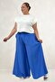 69009 Plus Size Elastic Waist Double Tensel Trouser Skirt - Indigo - 3