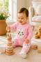 Baby girl heart applique ribbed 2-piece bottom top set seasonal tracksuit set 6-12-18 months old - 4