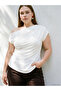 Vizyon New Season White Boat Neck Gathered Blouse - 5