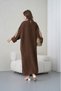 Women's Embroidered Linen Bat Sleeve Wide Fit Long Dress - 8