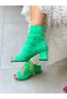 Ellas Green Calf Suede Buckle Summer Boots Sandals - 3