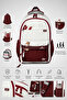 Burgundy Unisex School Backpack with Accessories Primary School - Middle School - High School - 4