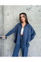 Women's Double Pocket Oversize Shirt and Pants Set – Indigo - 3