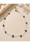 Turquoise Natural Stone Steel Necklace - 2