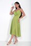 Women's Rope Strap Double Breasted Collar Lined Chiffon Flared Midi Dress - 2