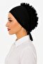 Lux Ruffled Ribbed Tie-Back Black Combed Cotton Bonnet (Cotton & Lycra Fabric, Non-Slip, Islamic Clothing, Lightweight, Comfortable, Stylish) - 6