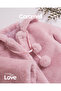 Baby Girl Coat Hooded Pompom Plush Coat with Snap Buttons - 3