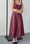 Women's Burgundy Strappy Faux Leather Look Square Neck Waist Accent Midi Dress - 4