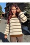 Ecru Burgundy Thessaloniki Knit Polo Neck Oversize Knitwear Sweater - 3
