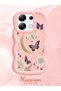 Redmi Note 13 4g Compatible Wavy Frame Moon Butterfly and Flower Pattern Silicone Phone Case