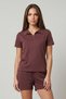 Women's Soft Knitted Fabric Polo Collar Blouse and Elastic Waist Shorts Two-Piece Set