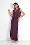 Women's Front Metal Buttoned Ruffled Sleeveless Blouse Elastic Waist Pleated Long Sunset Skirt Modal 2-Piece Set - 3