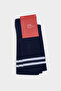 Navy Blue 3-Piece Striped Tennis Sports Cotton Socks Set - 3