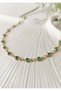 Blue Flower Stone Detailed Gold Steel Anklet 23+5 cm - 2