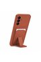 Samsung Galaxy A56 Compatible Case Flexstand Card Holder Silicone Case Brown - 2