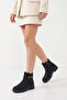 S210 Women's Black Zipper Detailed Short Boots with Buckle - 3