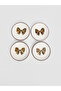 Rmz Gi̇yi̇m Farkiyla Leopard Embroidered Bow Figured Ceramic Cake Plate Set of 4 - 3