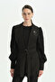Lace Sleeves Jacket and Trousers Set - Black - 2